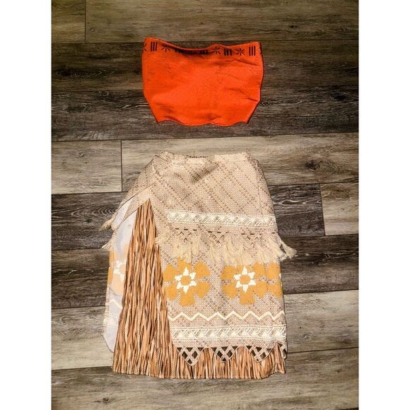 DISNEY STORE 7 8 GIRLS MOANA TASSEL ELASTIC‎ WAIST SKIRT And Top Missing - Picture 1 of 6